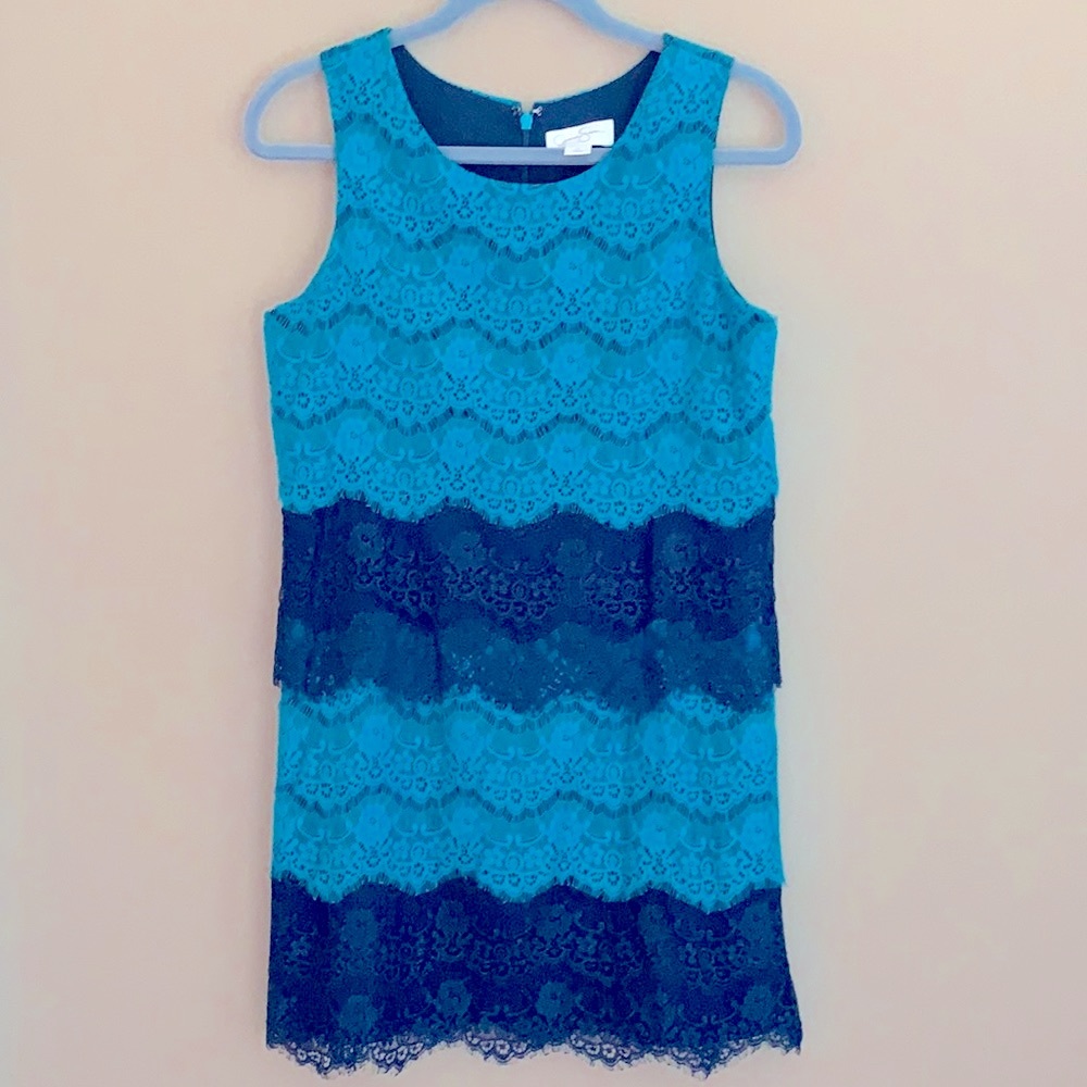 Jessica Simpson Teal and Navy lace layered dress
